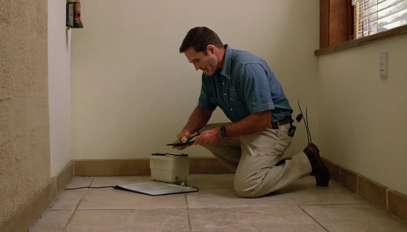 Homeowner and a local provider inspecting a baseboard for termite signs in a home in Miami